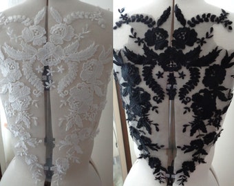 black or ivory cotton floral lace applique bridal wedding bolero lace motif Per Piece Combined P&P