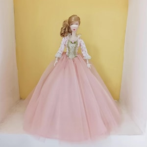 1:6 Scale miniature Fairy Tale Princess Ball Gown Pink Dress for Fashion Dolls Handmade