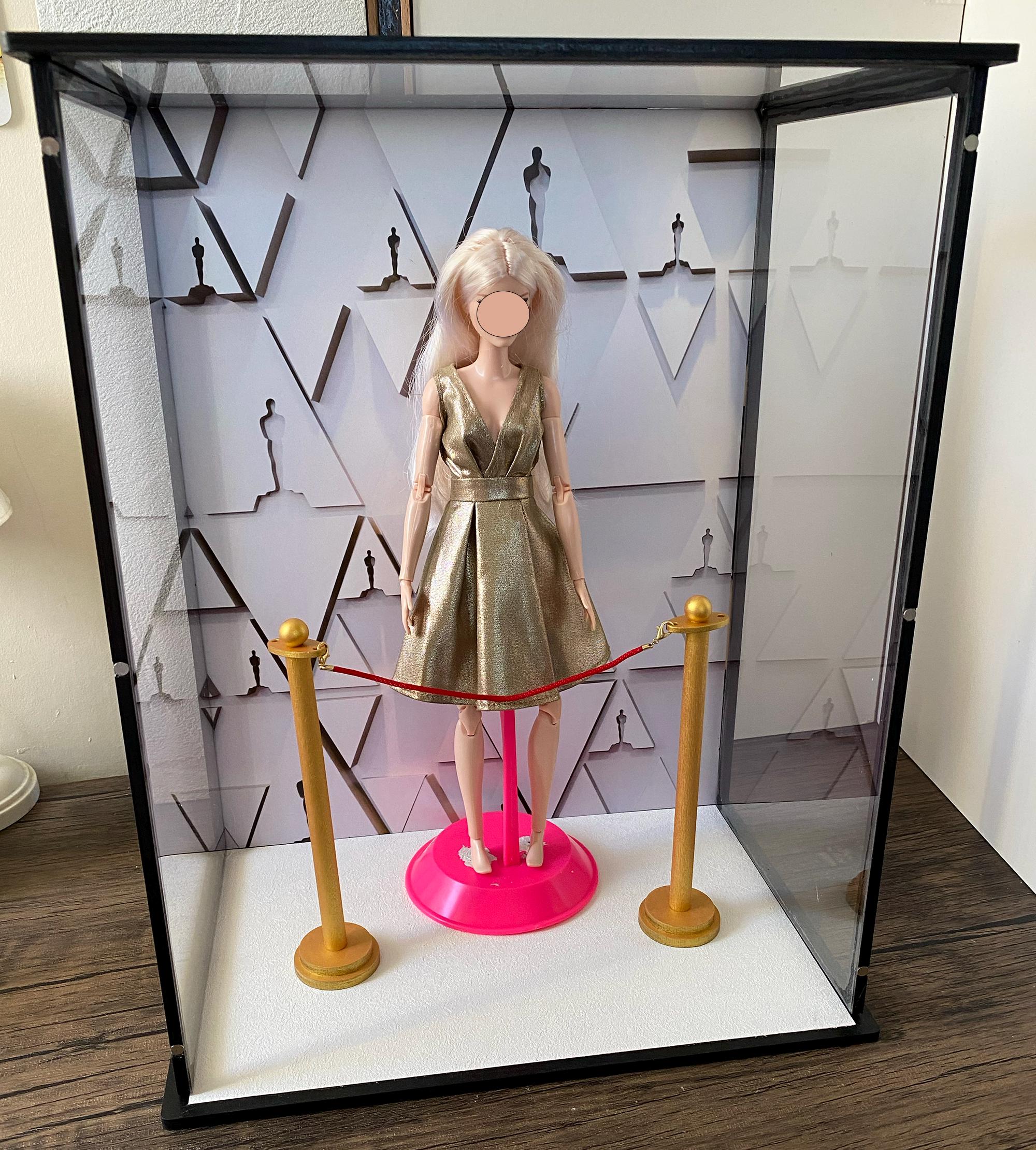 Ikea Barbie Doll Glass Display Case Display Cabinet Black 1/6