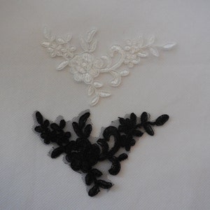 A Small piece of black OR ivory lace applique / dress making floral lace motif Per piece Combined P&P