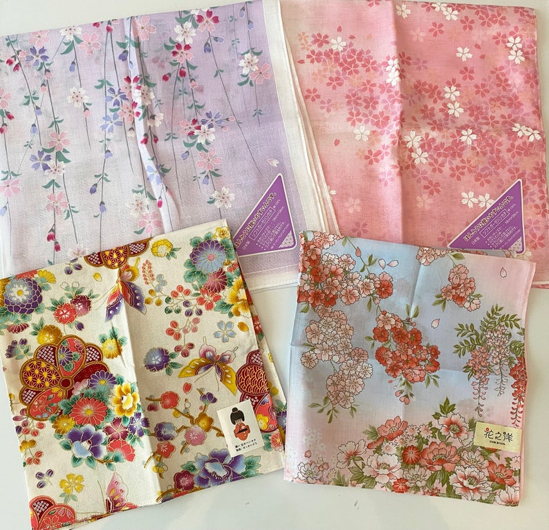 Craftuneed Premium 100% cotton Japanese flower print handkerchief Ladies Hankies multi size available Perfect gift image 1