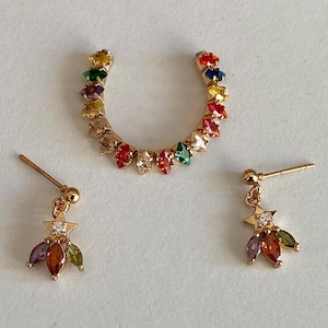 Craftuneed Luxury 1:6 miniature colourful faux diamonds doll necklace and earrings Handmade dollhouse jewellery set