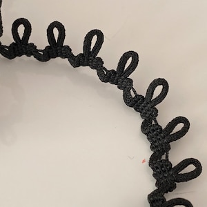 Craftuneed 4 Meters Black Cotton Bridal sewing Corset Lacing elastic button loops 1cm gap