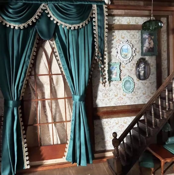 Melody Jane Tende In Miniatura Per Casa Delle Bambole – Scala 1:12 – Colore Pesca Con Binario