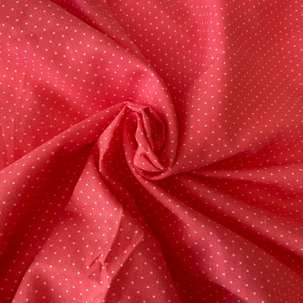 Craftuneed 3.5meter red mixing pink polka dot cotton fabric for dress sewing craft 150cm fabric width