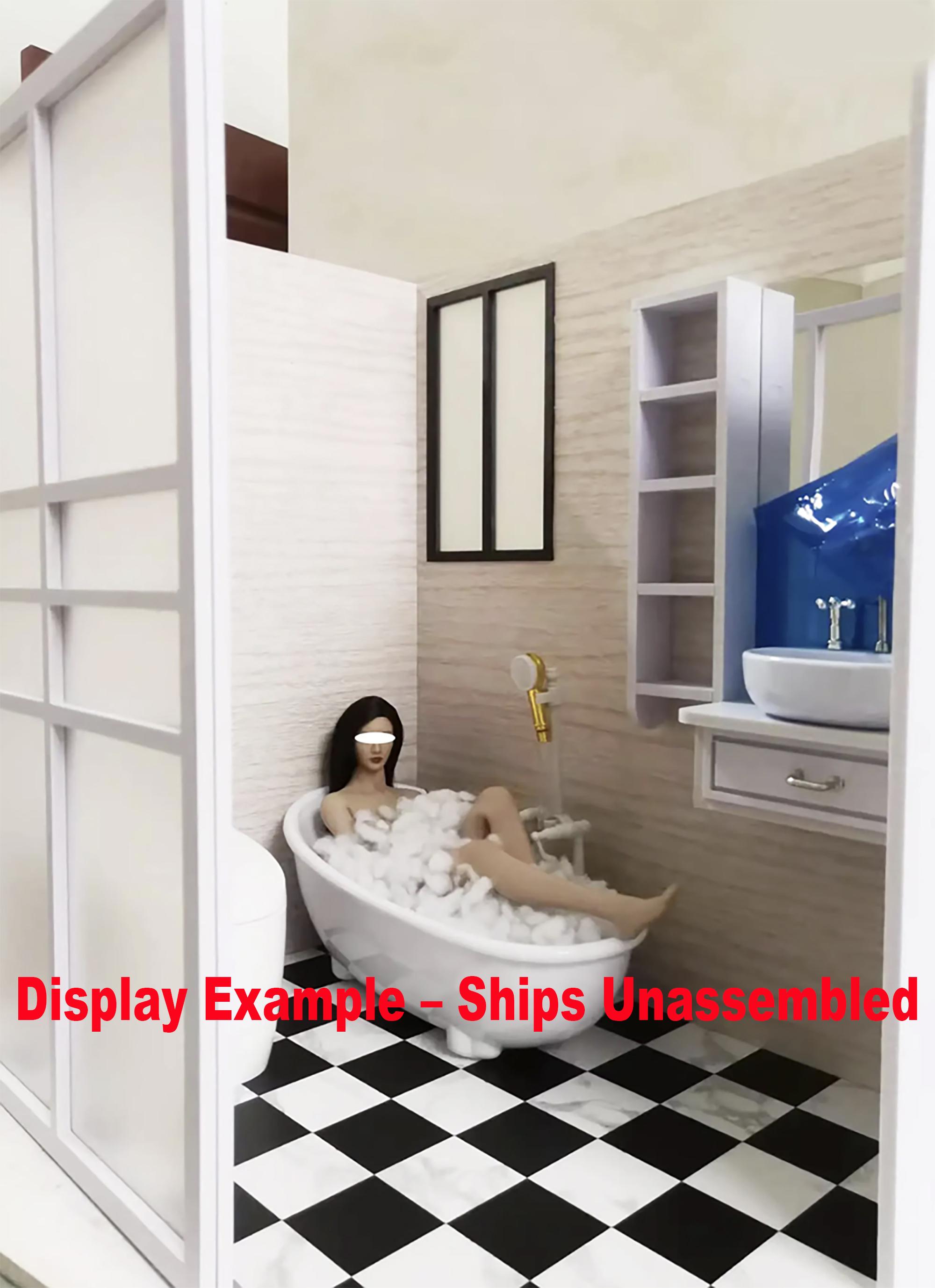 Restroom Scale Model Kit 1:6 Scale DIY Miniature Bathroom Kit - Unassembled Dollhouse Scene Flat ...