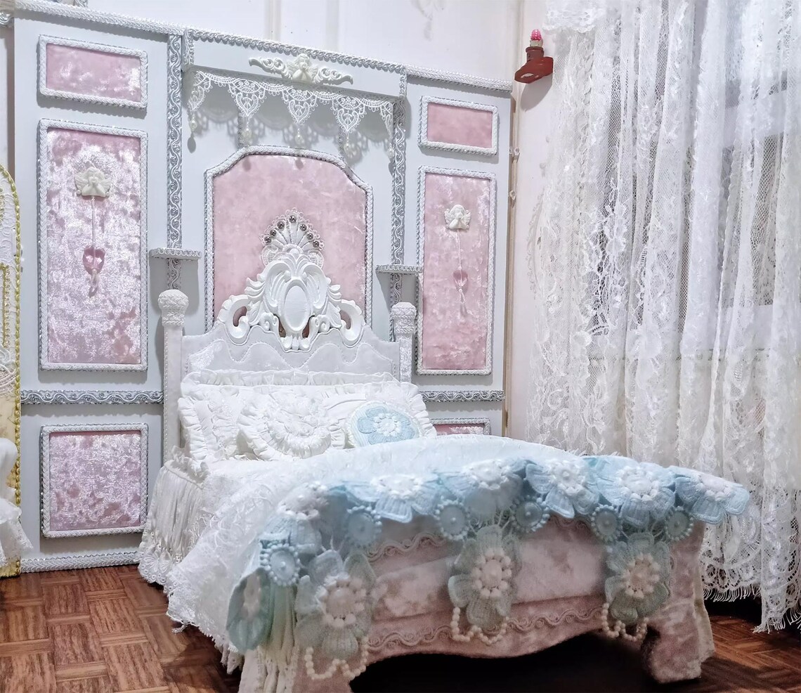 Handmade Miniature Background Board PVC Lace Wall Panel Dollhouse ...