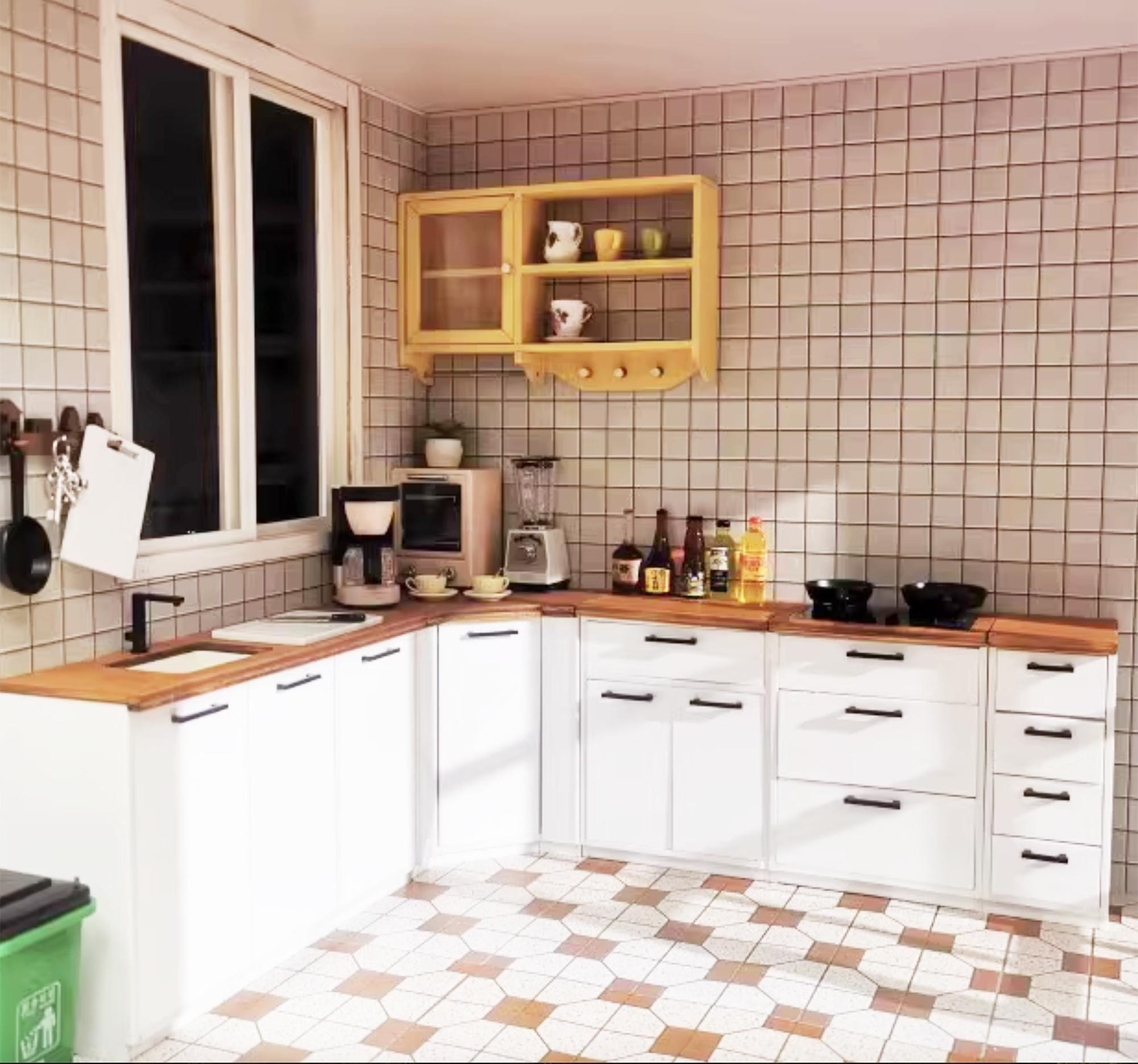 1:12スケール ミニチュアドールハウス キッチンキャビネット家具