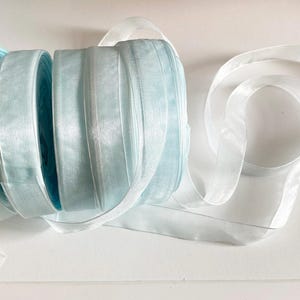 Pacote Craftuneed 500 metros de fita de organza azul-celeste de alta qualidade, 5 rolos de acabamentos para artesanato, embrulho de presente, decoração de casamento