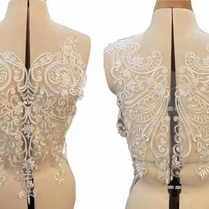 Ivory Floral Lace Applique: Embroidered Sequin Bolero Motif