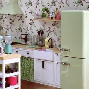 Craftuneed 1:6 miniature dollhouse double door refrigerator mini doll fridge furniture