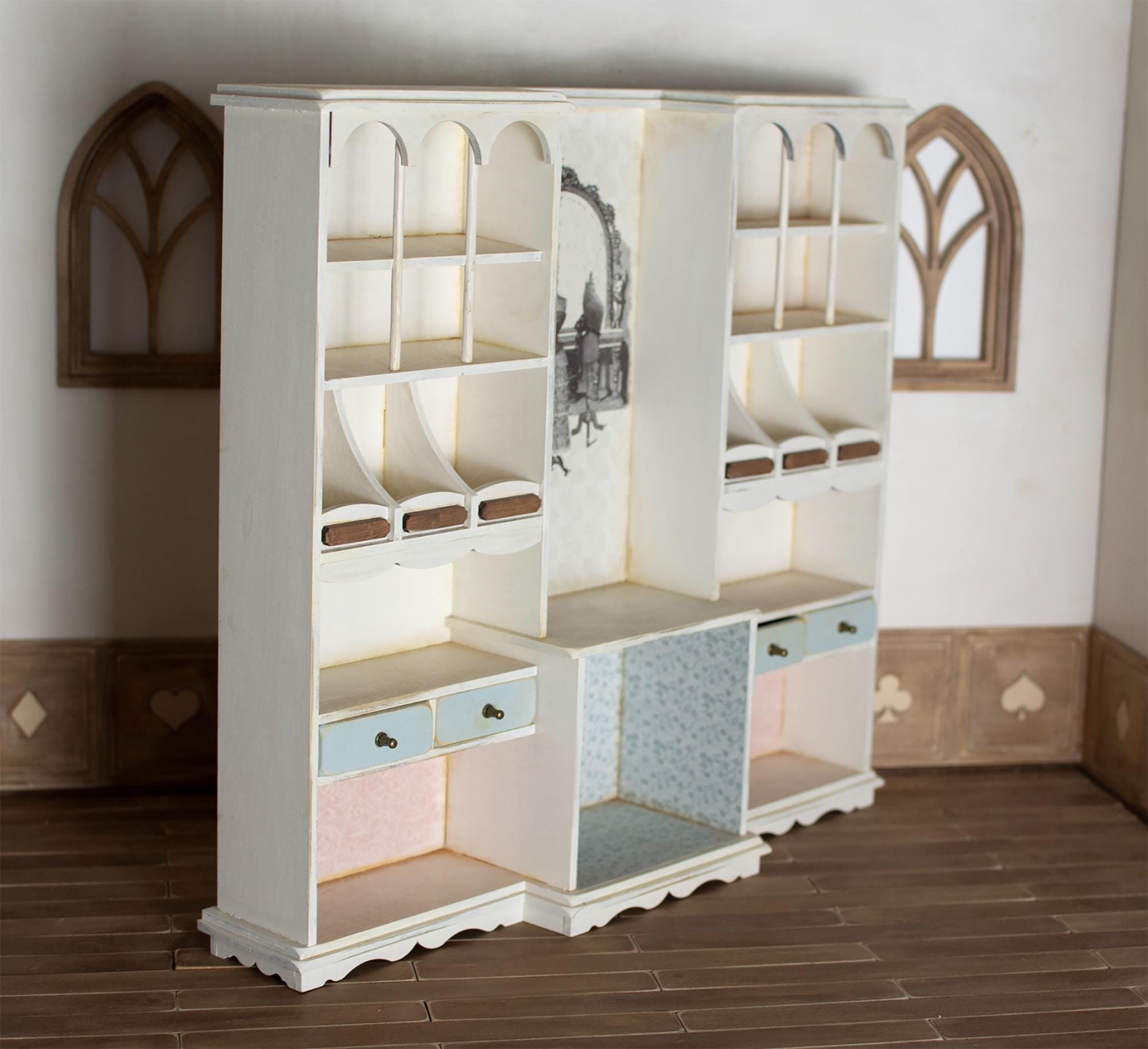 Unassembled Display Unit DIY Miniature Display Cabinet Kit – 1/6 & 1/12 Scale Dollhouse ...
