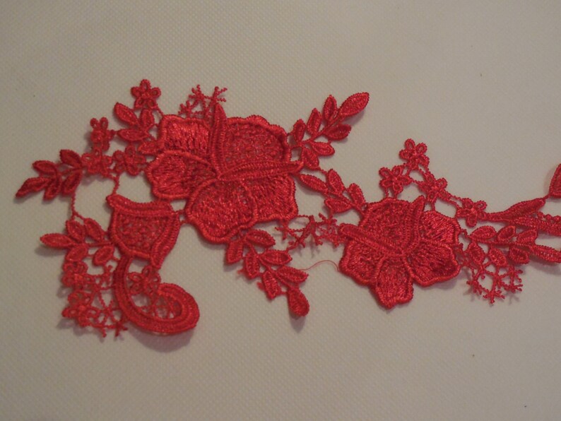 A Red Floral Lace Applique / Decorative Sewing Red Lace Motif Etsy UK