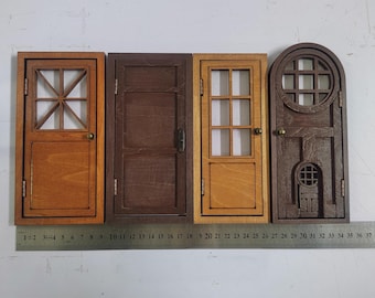 Porta In Legno Per Casa Delle Bambole - Scala 1:12, 6 Pannelli Porta In Legno Per Casa Delle Bambole - Scala 1:12, 6 Pannelli