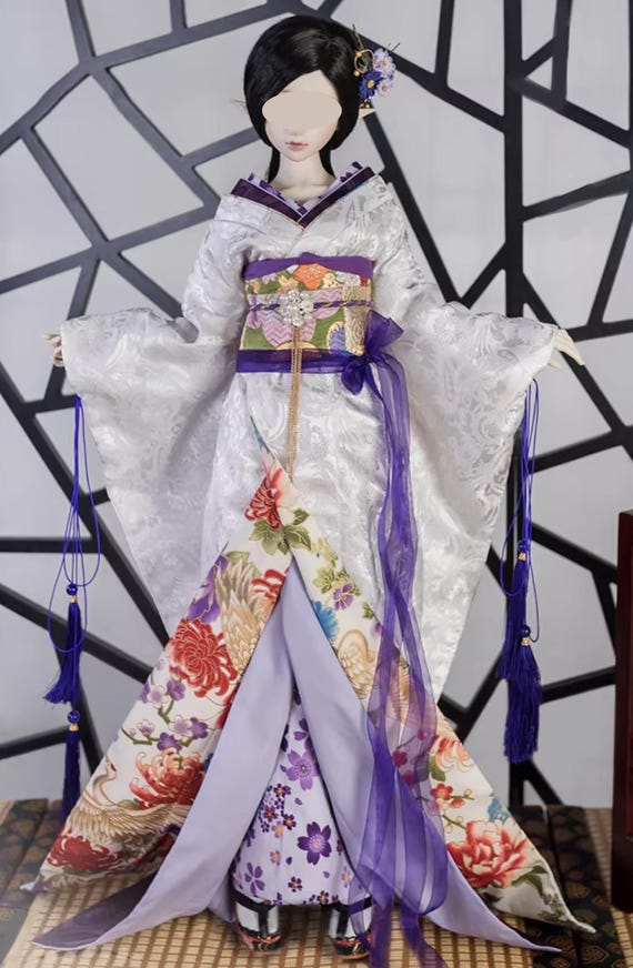 japanese doll dress style Handmade Kimono Outfit with Obi Miniature Doll 1/6, 1/4, 1/3 40% OFF