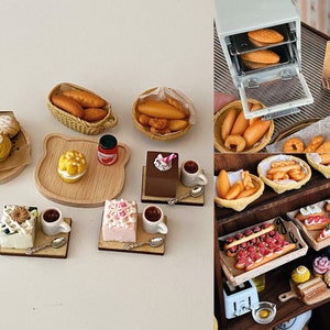 Craftuneed 1:6 miniature dollhouse mini assorted doll food coffee cup cake bread bakery props handmade