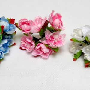 6 mini fabric flowers wire stems art craft daisy flowers 3colour choices Combined P&P image 2