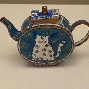 Trade Plus Aid Floral Cat Teapot Hand paint Enamel Limited Edition R106 Collectable