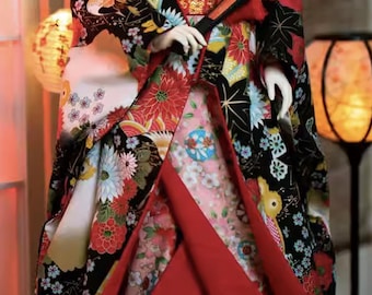 手作り人形用着物衣装（帯付き）和風人形用ドレス 1/6、1/4、1/3