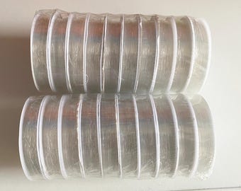 Paquete de 20 carretes de hilo elástico transparente para abalorios, 0,8 mm, 160 metros