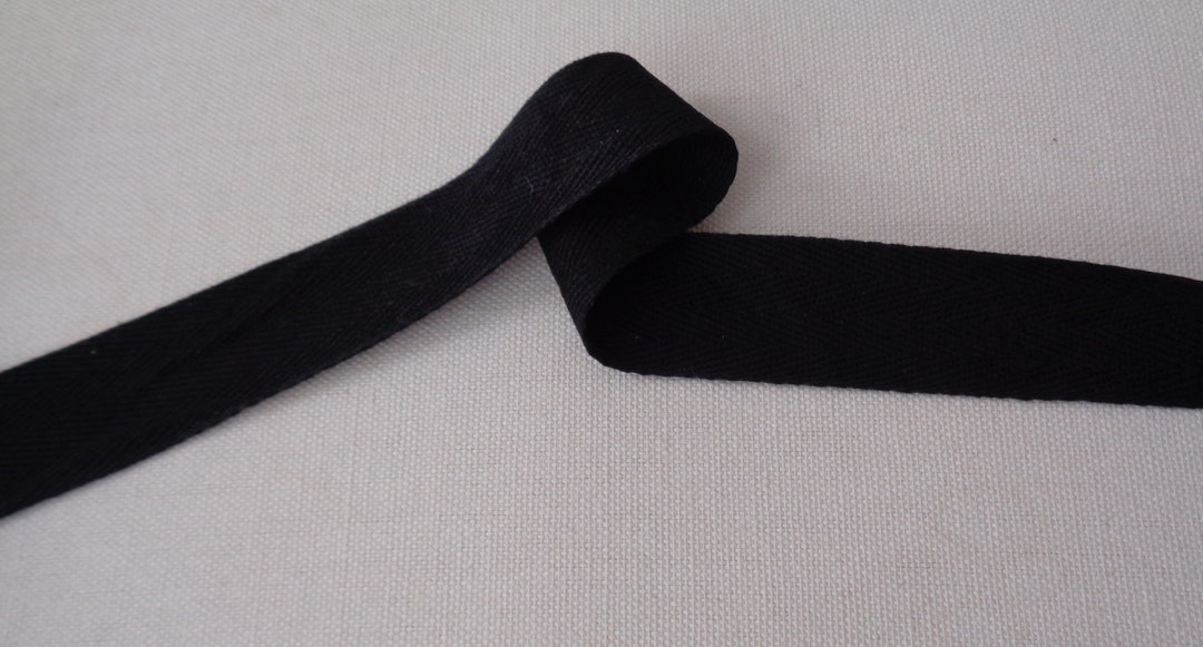 Black Cotton Linen Blend Fabric Ribbon - 3cm Sewing Label (per Meter ...