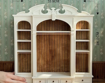 Odoria Armoire Penderie Miniature 1/12 – Bois Naturel Non Peint – Meuble Vintage Pour Maison De Poupée