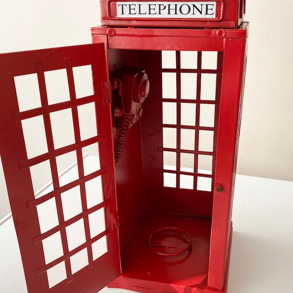 Craftuneed 1:6 miniatura casa delle bambole cabina telefonica rossa cabina telefonica per bambole puntelli altezza 31,5 cm