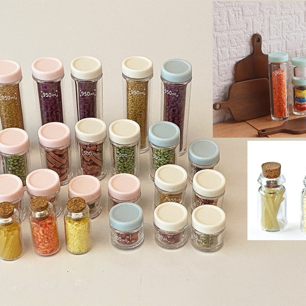 Craftuneed Job lot 1:6 miniature dollhouse resin storage jar seasoning bottle doll kitchen containers props