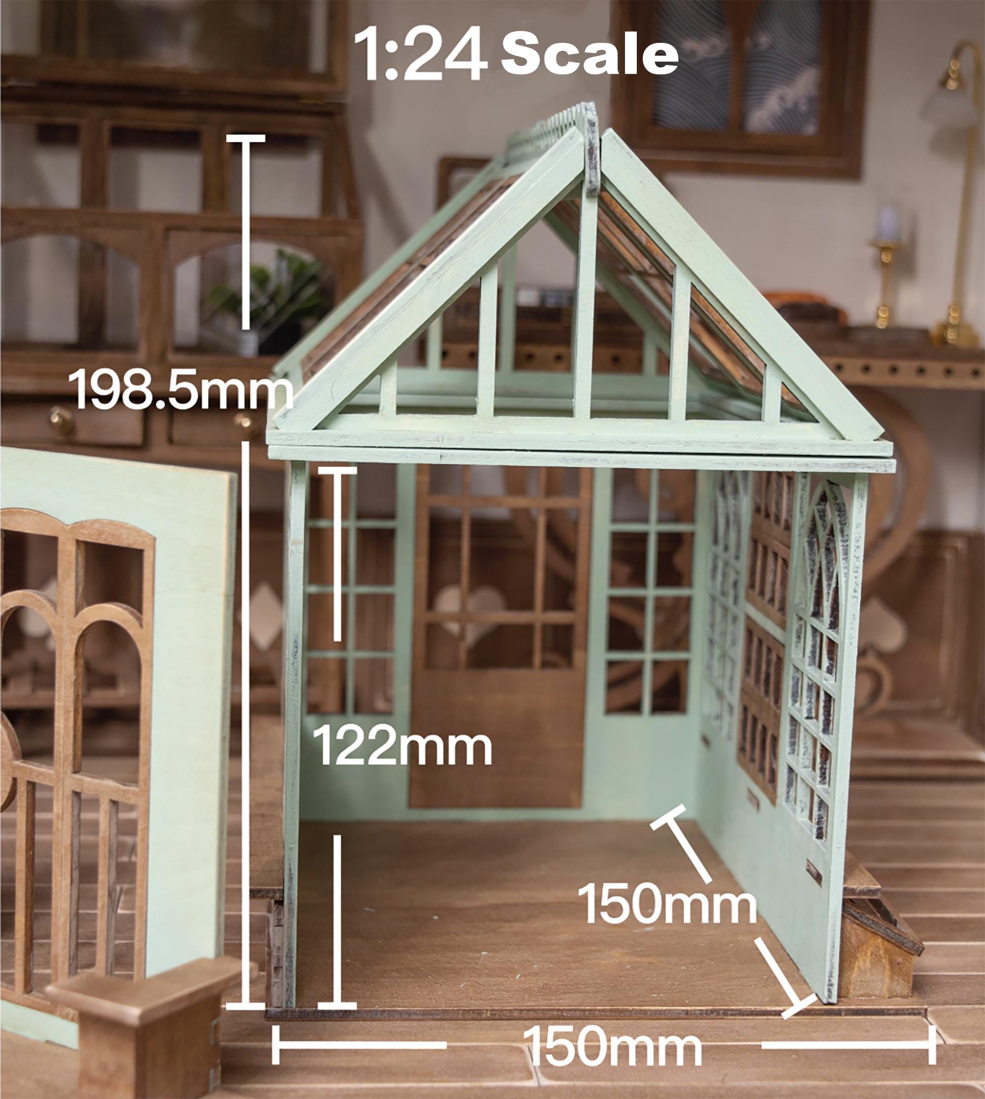 Miniature Greenhouse DIY Kit – 1/6, 1/12, 1/24 Scale Dollhouse