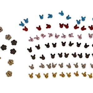 Craftuneed Job lot doll making mini buttons 4mm sew on 2 hole flat buttons in rabbit flower shapes for doll clothes sewing