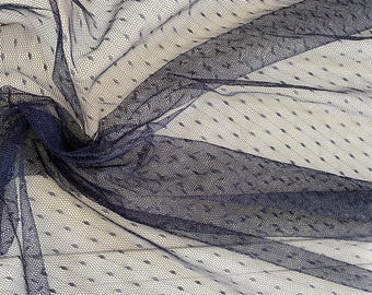 Bundle 4 Meters Navy soft dot Mesh tulle fabric Lightweight Mesh Net for Sewing