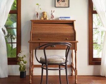 Handmade 1:6 Scale Dollhouse Roll Top Desk, Miniature Wooden