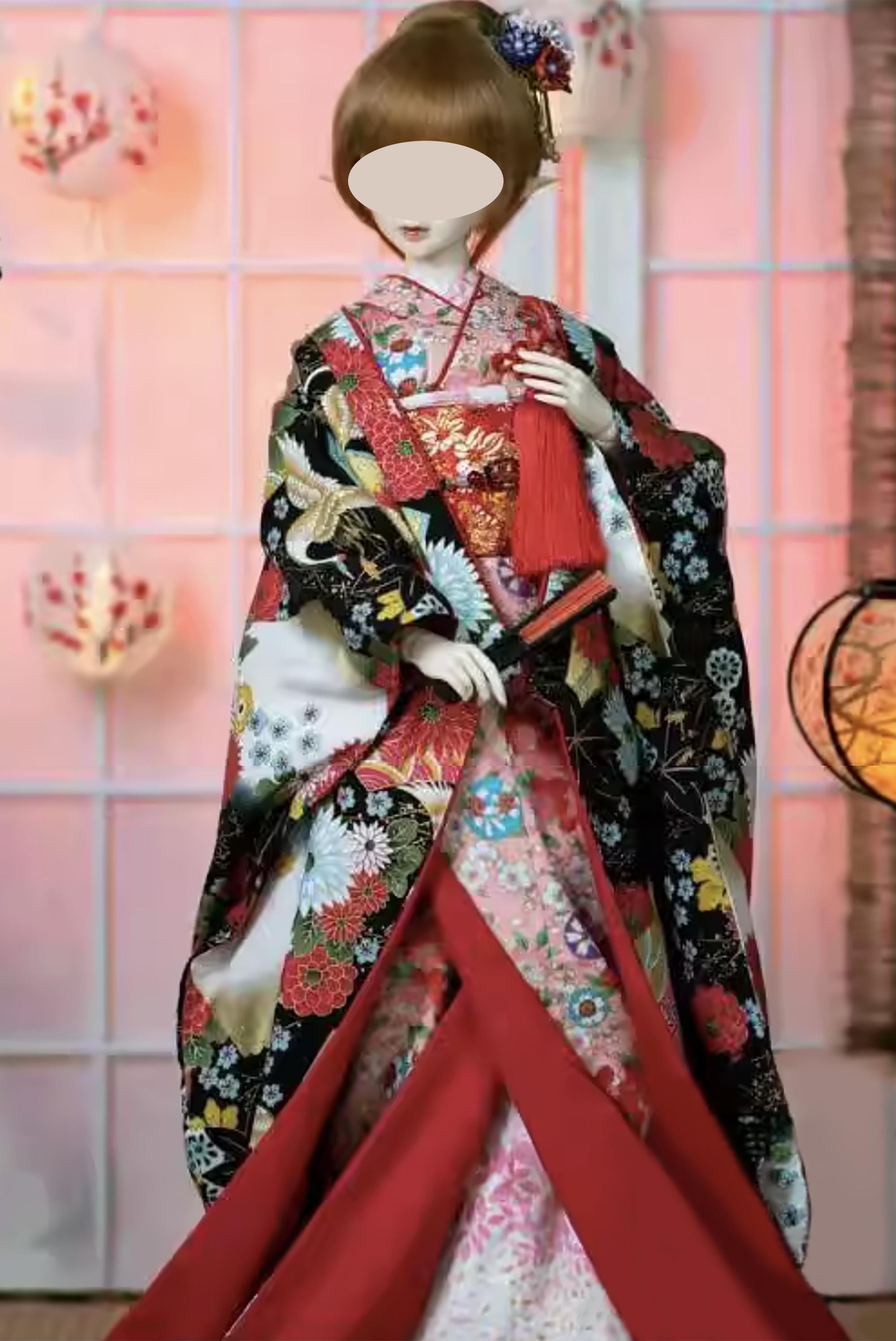 japanese doll dress style Handmade Kimono Outfit with Obi Doll Clothing 1/6, 1/4, 1/3 traditional japanese doll