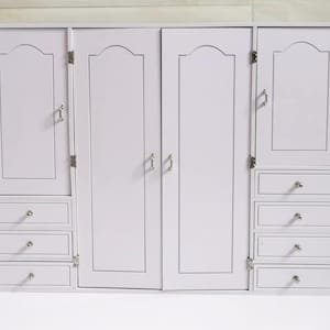 Craftuneed 1: 6 Miniature Weiß Kleiderschrank mit Türen Spiegel Schubladen Regalen Puppenhaus Schrank Möbel Für Modepuppen BJD