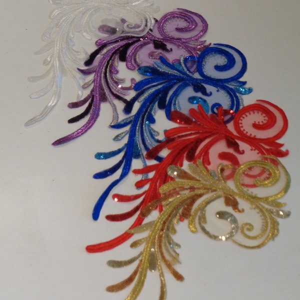 Patchwork floral en tulle avec appliqués en dentelle et sequins à coudre, différentes couleurs Par pièce