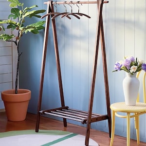 Craftuneed 1:6 Scale Doll Wooden Floor Length Clothing Rack or Hangers Miniature Dollhouse Furniture For Fashion Dolls