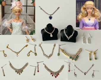 Craftuneed 1:6 miniature handmade doll necklace earring jewellery necklace mannequin display accessory