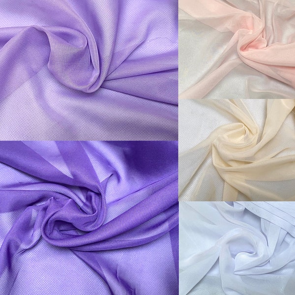 Craftuneed lilas rose blanc violet champagne crème tissu en mousseline de soie de qualité supérieure vêtements à coudre mousseline de polyester 150 cm de large par 0,5 mètre