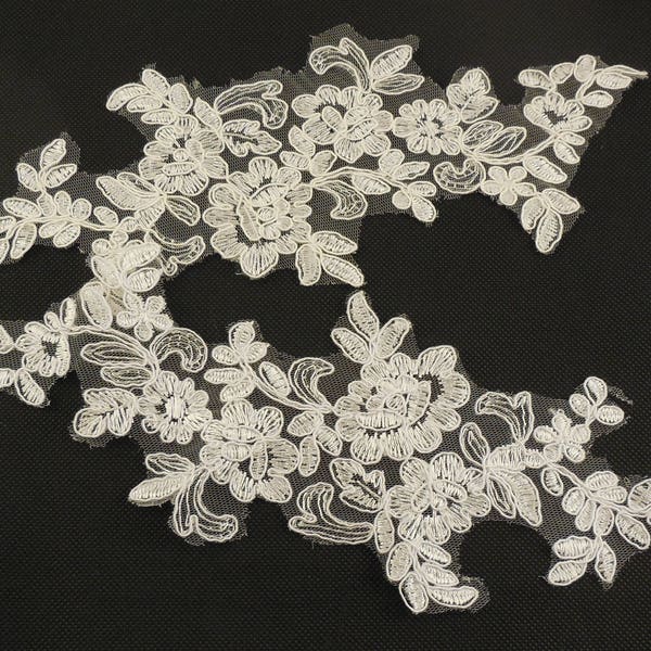 white or ivory floral lace applique / bridal wedding shoes lace motif Per Piece Combined P&P
