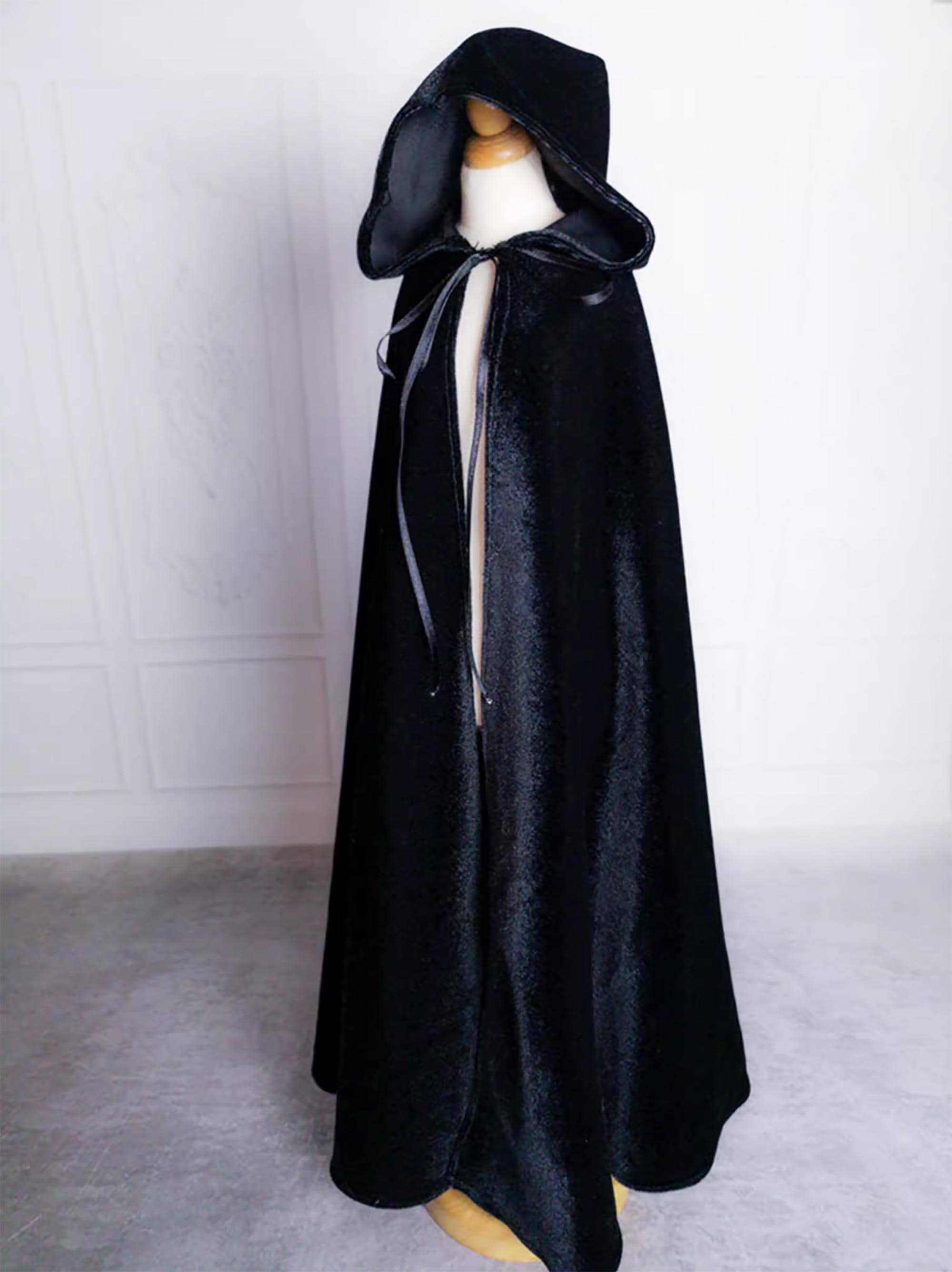 Handmade Black Hooded Doll Cloak Gothic Robe Cape (1/6, 1/4, 1/3