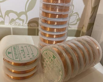 Paquete de 20 carretes de alambre chapado en cobre para manualidades con cuentas de joyería, 1,0 mm, 30 metros en total