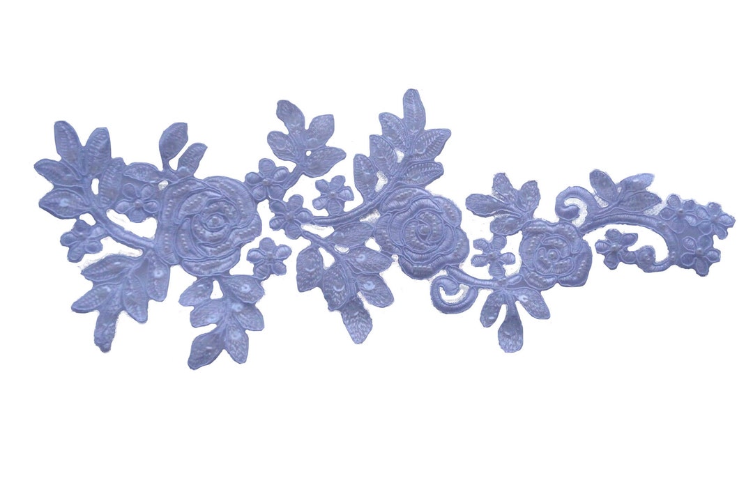 White Beaded Lace Applique Bridal Floral Sequins Beads Lace Motif Sew