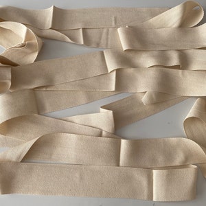 Handgefertigt Job lot 5,5meters ivory uni Baumwoll Leinen Stoff Band Blanko Nähen Etikett in 5cm Breite