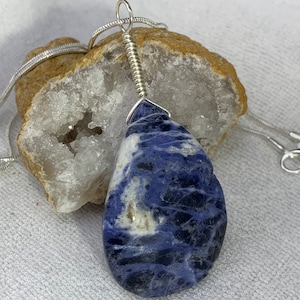 Raw Sodalite Wrapped Necklace