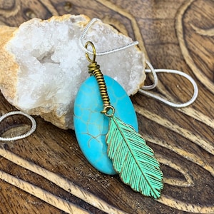 Turquoise Feather Necklace