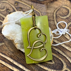 Olive Jade Double Heart necklace