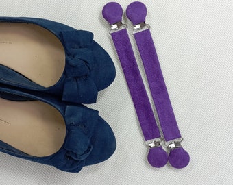 Detachable shoe straps with double clip for Mary Janes adjustable straps for low shoes the anti slip solution Color purple