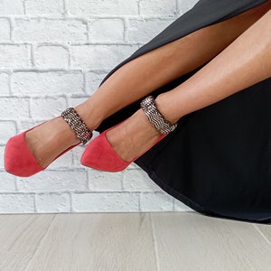 Elastic shoe straps, adjustable shoe straps, gold decoration for heels, sandals and flats, shoe strap elastic