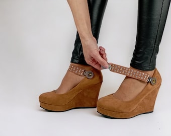 Cinghie elastiche per scarpe: doppia clip staccabile, zeppe e tacchi