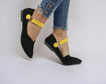Abnehmbare Schuhriemen Gelb mit doppeltem Clip für Mary Janes verstellbare Riemen für niedrige Schuhe die Anti-Rutsch-Lösung